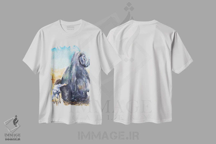 تیشرت سفید طرح دار کودک با فیل، مدیوم اثر جورج دیاچنکو | immage.ir