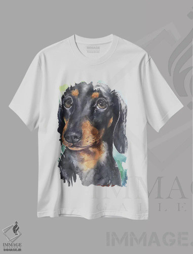 تیشرت سفید طرح دار توله داشهاند، مدیوم اثر جورج دیاچنکو | فروشگاه ایماژ