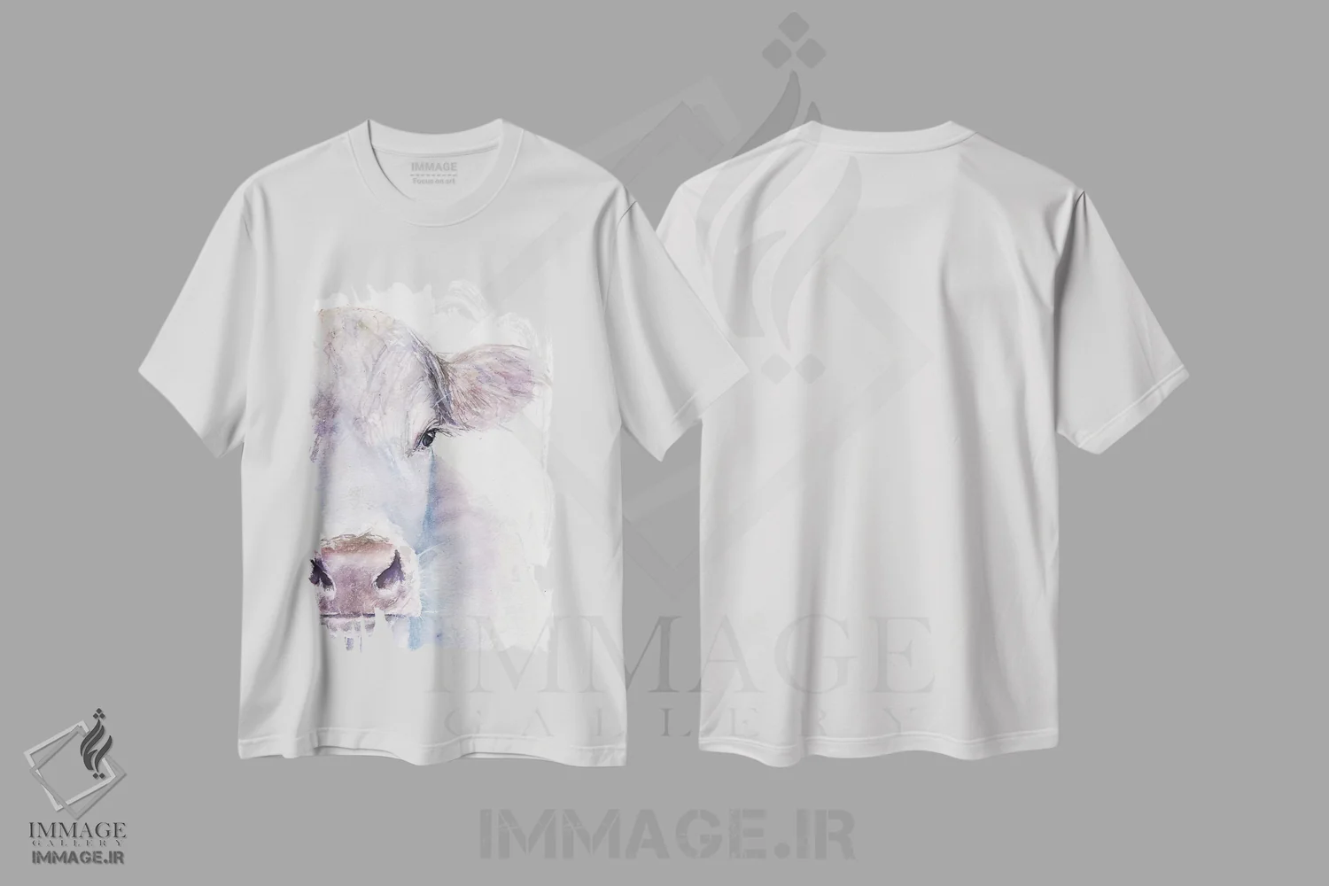 تیشرت سفید طرح دار گاو، دکور روستایی اثر جورج دیاچنکو | immage.ir