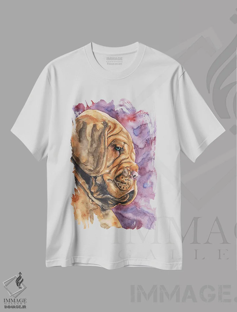 تیشرت سفید طرح دار توله دوگ دو بوردو، مدیوم اثر جورج دیاچنکو | فروشگاه ایماژ