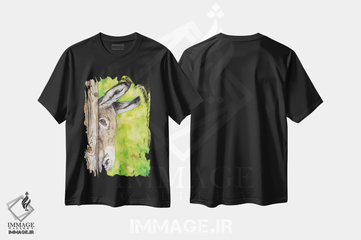 تیشرت مشکی طرح دار الاغ در طبیعت، مدیوم اثر جورج دیاچنکو | فروشگاه ایماژ
