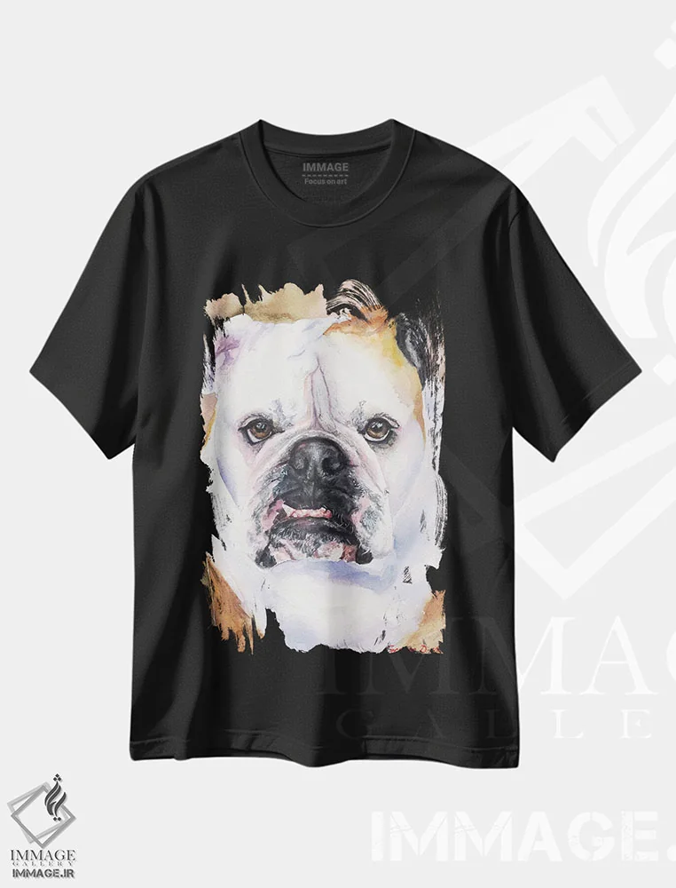 تیشرت مشکی طرح دار بولداگ انگلیسی ۱، مدیوم اثر جورج دیاچنکو | فروشگاه ایماژ