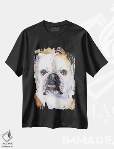 تیشرت مشکی طرح دار بولداگ انگلیسی ۱، مدیوم اثر جورج دیاچنکو | فروشگاه ایماژ