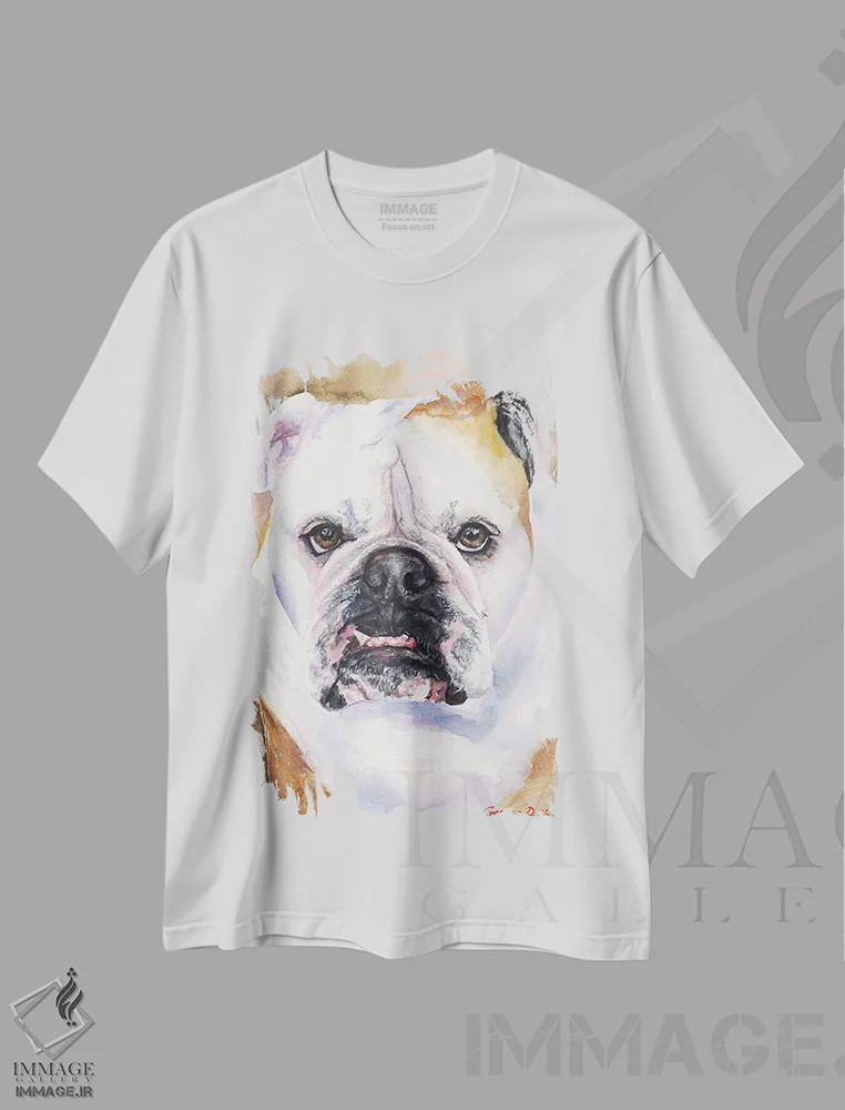 تیشرت سفید طرح دار بولداگ انگلیسی ۱، مدیوم اثر جورج دیاچنکو | immage.ir