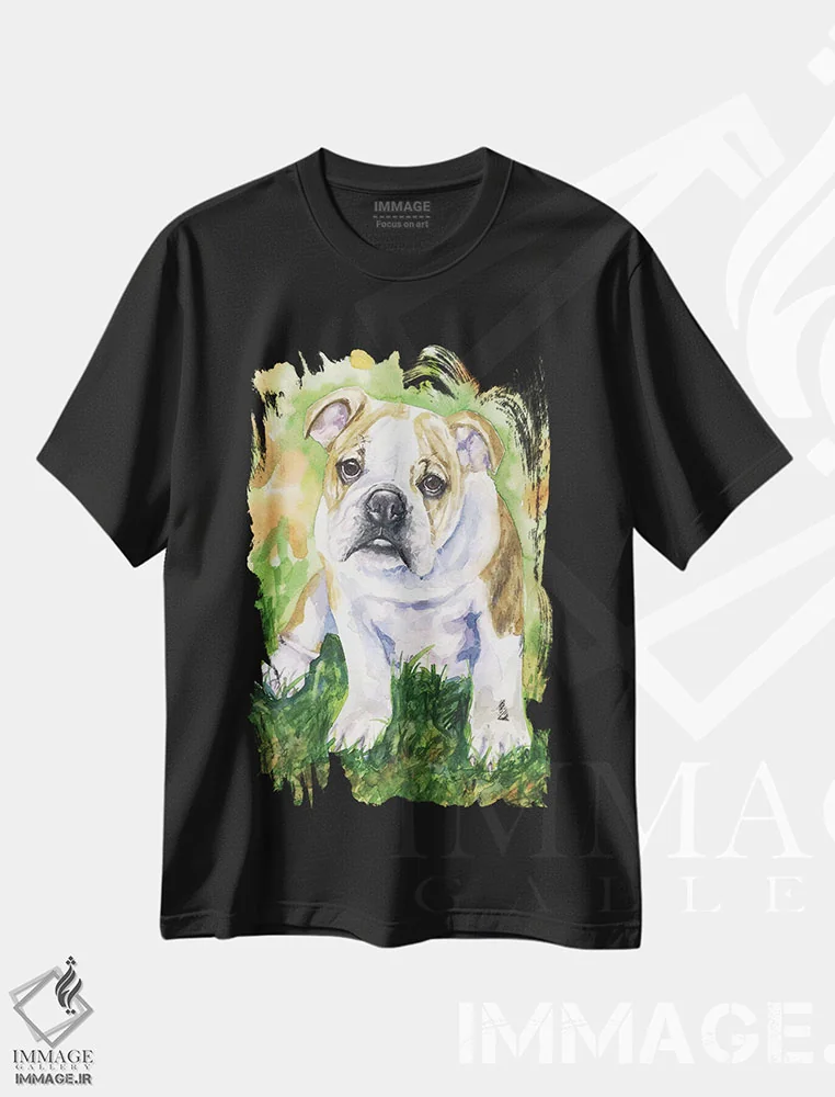 تیشرت مشکی طرح دار بولداگ انگلیسی ۴، مدیوم اثر جورج دیاچنکو | فروشگاه ایماژ