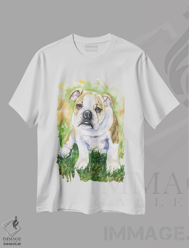 تیشرت سفید طرح دار بولداگ انگلیسی ۴، مدیوم اثر جورج دیاچنکو | immage.ir