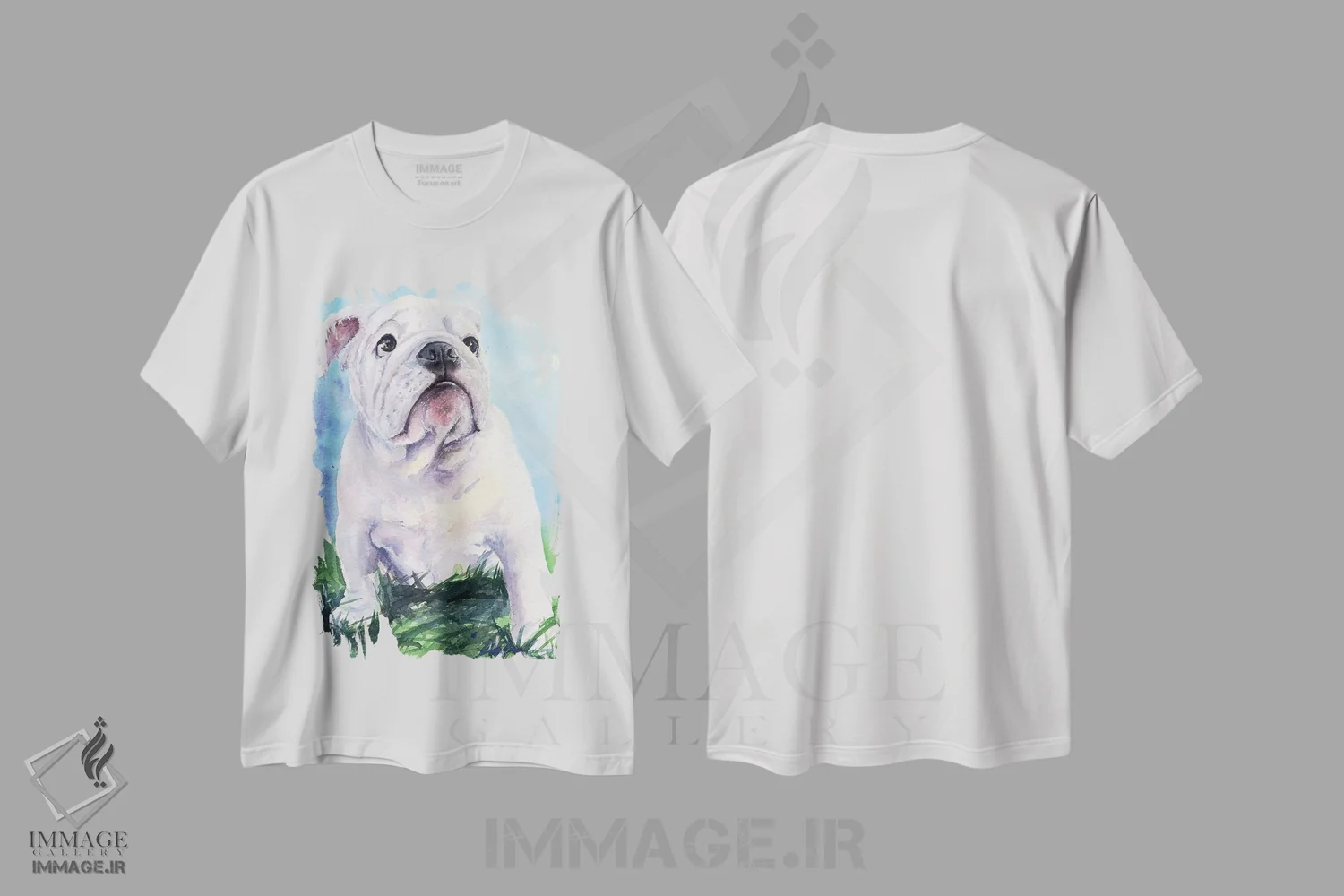 تیشرت سفید طرح دار بولداگ انگلیسی ۲، مدیوم اثر جورج دیاچنکو | فروشگاه ایماژ