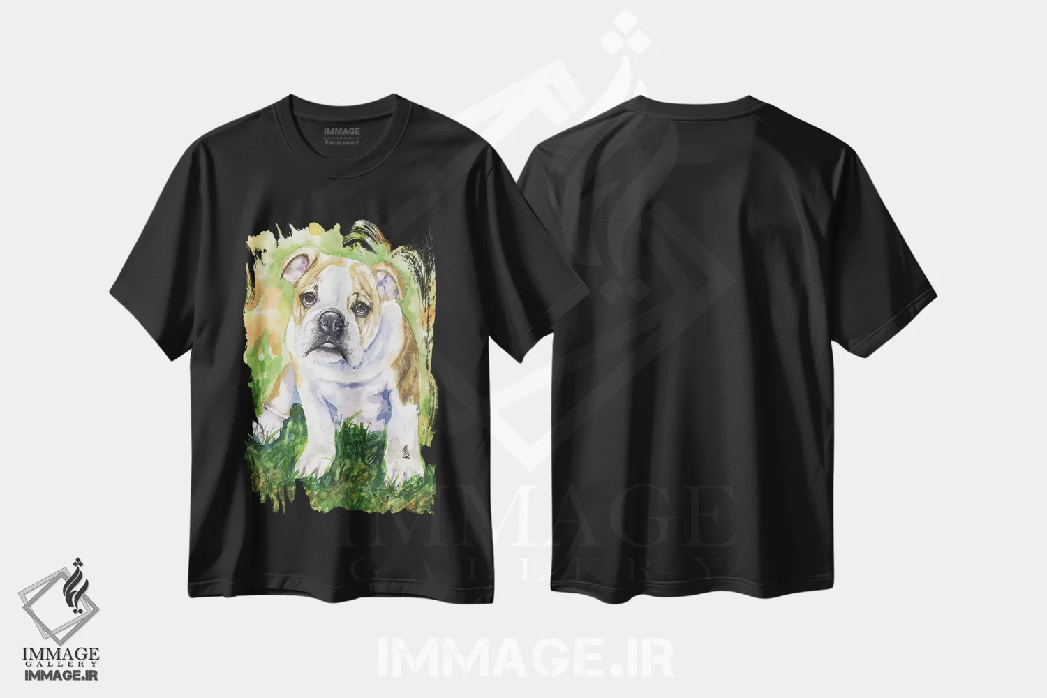 تیشرت مشکی طرح دار بولداگ انگلیسی ۴، مدیوم اثر جورج دیاچنکو | فروشگاه ایماژ