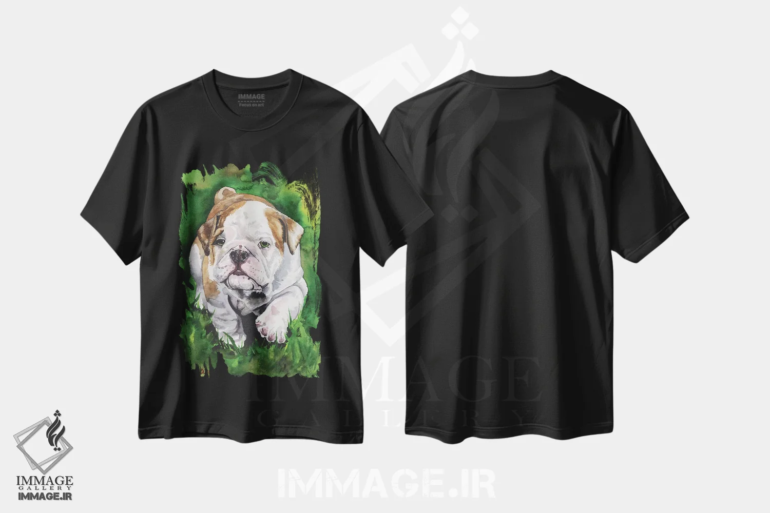 تیشرت مشکی طرح دار توله بولداگ انگلیسی، مدیوم اثر جورج دیاچنکو | immage.ir