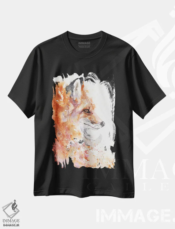 تیشرت مشکی طرح دار روباه آتشی، مدیوم اثر جورج دیاچنکو | immage.ir
