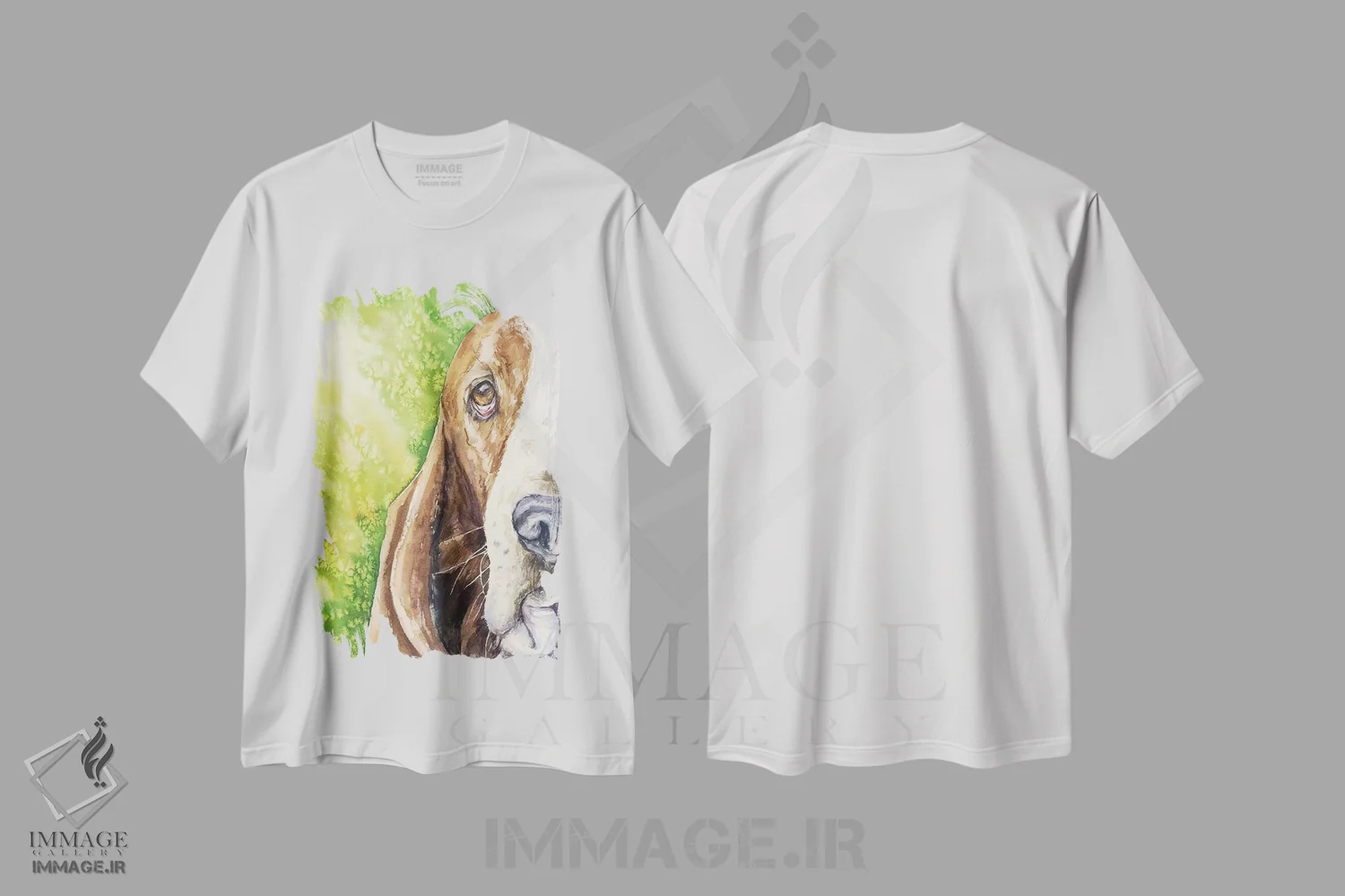تیشرت سفید طرح دار بست روی سبز، مدیوم اثر جورج دیاچنکو | immage.ir