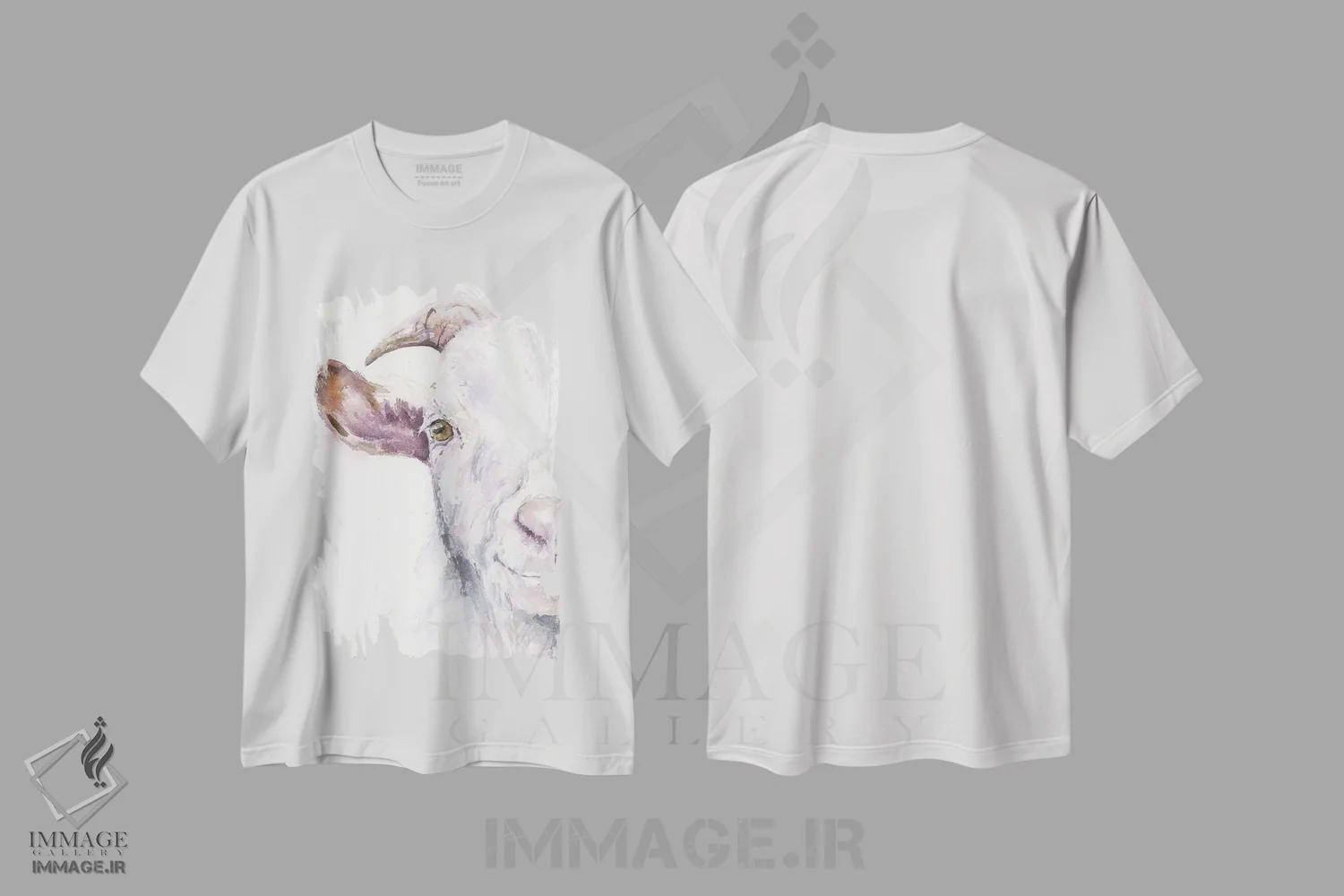 تیشرت سفید طرح دار بز، مدیوم اثر جورج دیاچنکو | immage.ir