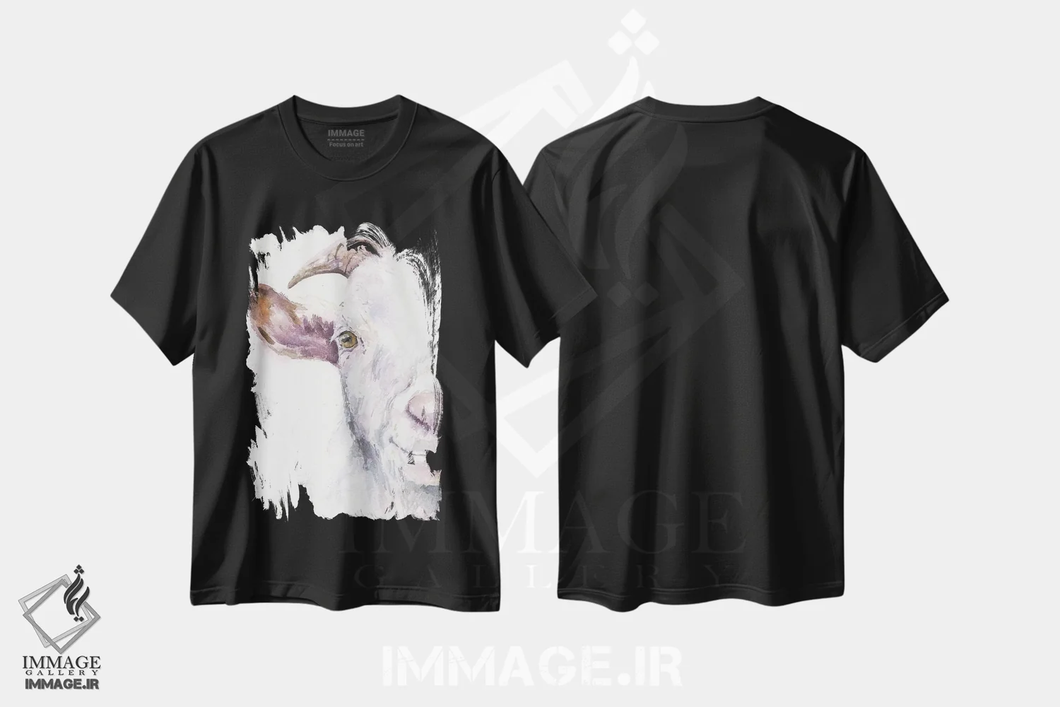 تیشرت مشکی طرح دار بز، مدیوم اثر جورج دیاچنکو | فروشگاه ایماژ