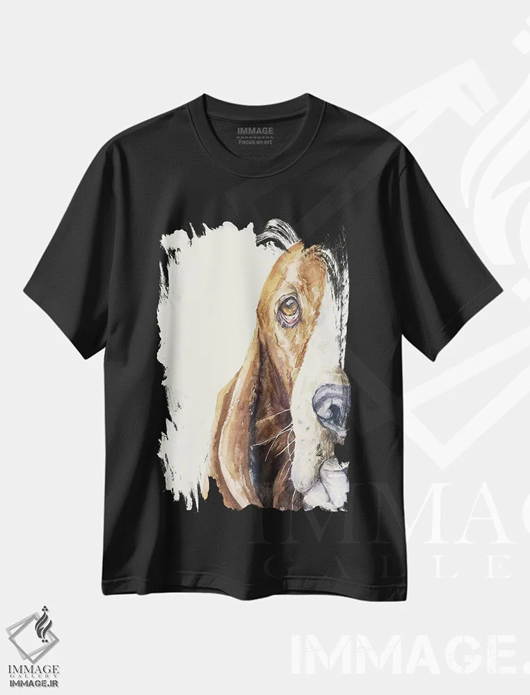 تیشرت مشکی طرح دار بست روی سفید، مدیوم اثر جورج دیاچنکو | فروشگاه ایماژ