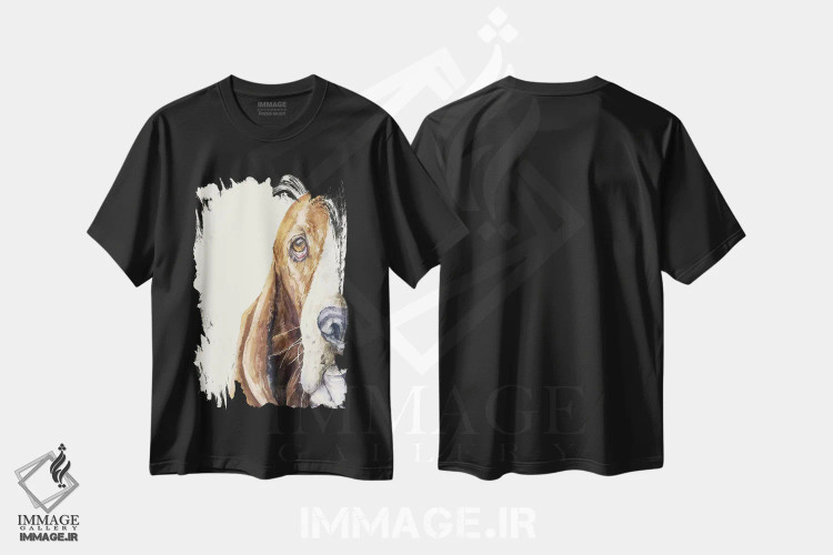 تیشرت مشکی طرح دار بست روی سفید، مدیوم اثر جورج دیاچنکو | فروشگاه ایماژ