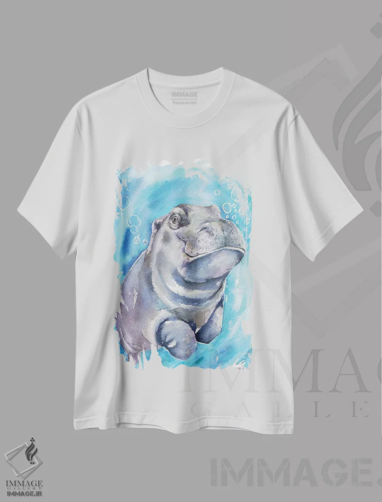 تیشرت سفید طرح دار اسب آبی بچه ۱، مدیوم اثر جورج دیاچنکو | فروشگاه ایماژ
