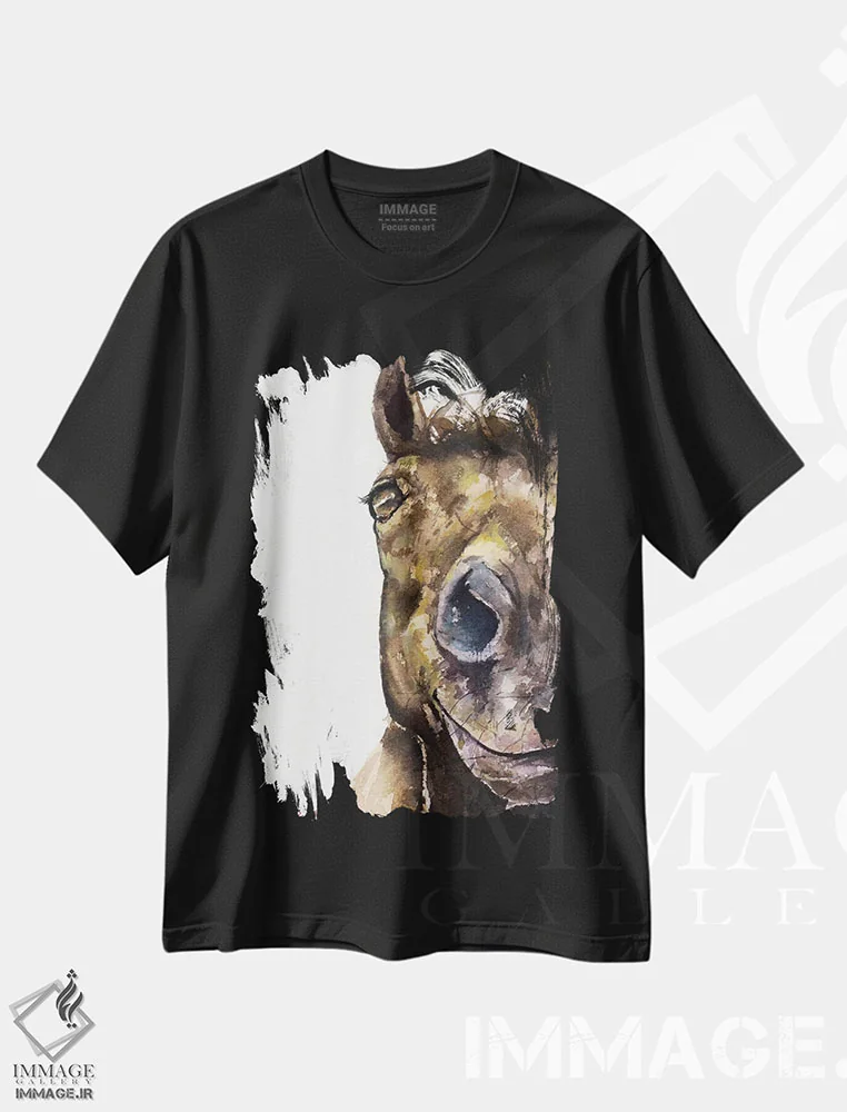 تیشرت مشکی طرح دار اسب، مدیوم اثر جورج دیاچنکو | immage.ir