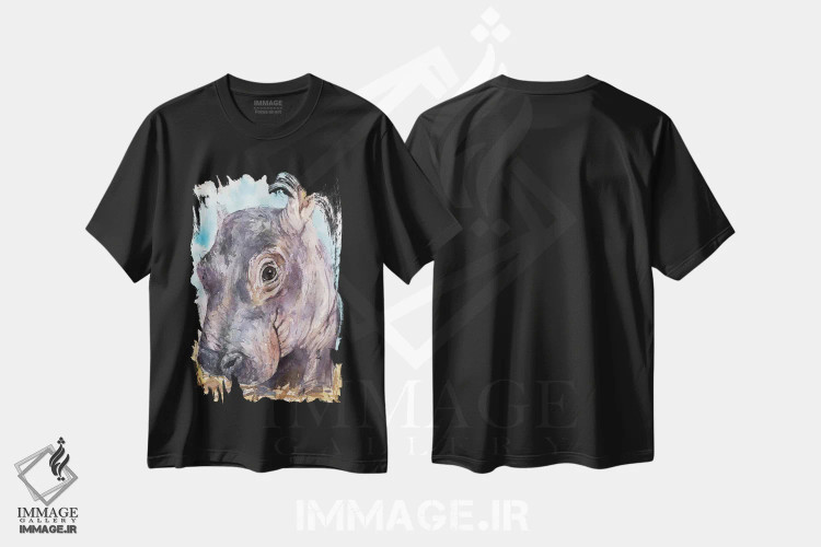 تیشرت مشکی طرح دار اسب آبی بچه ۲، مدیوم اثر جورج دیاچنکو | فروشگاه ایماژ