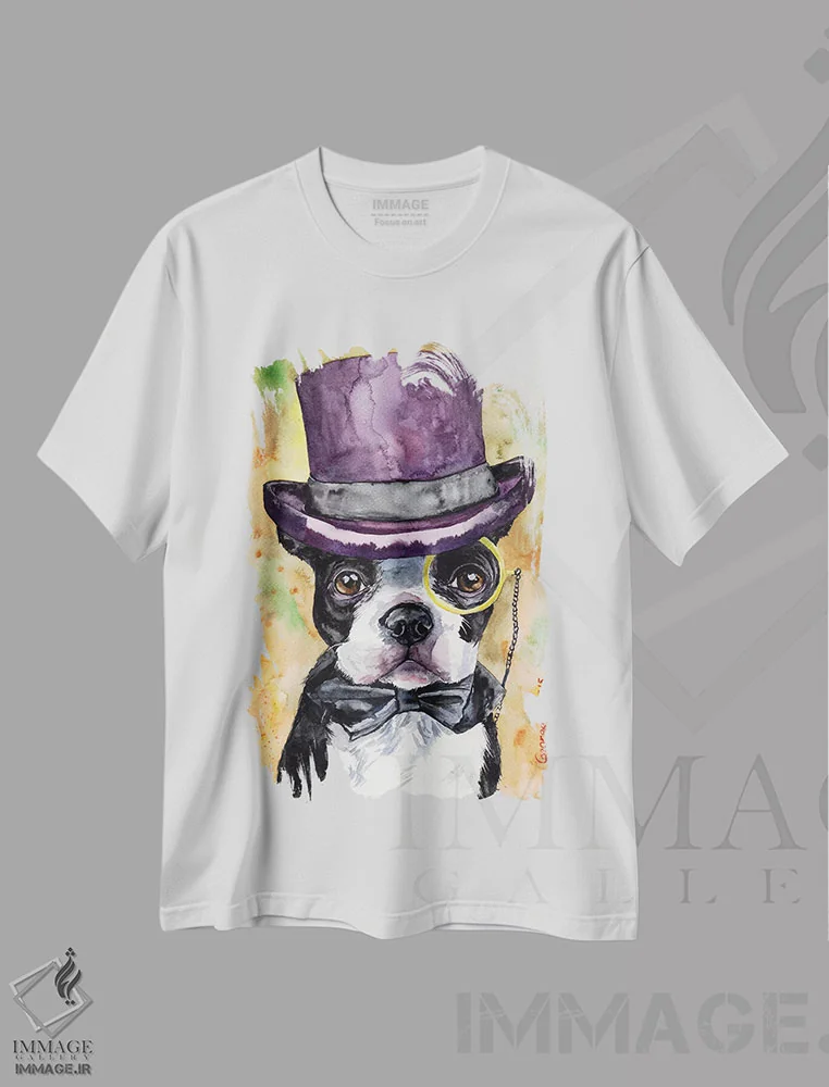 تیشرت سفید طرح دار بوستون تریر باهوش، مدیوم اثر جورج دیاچنکو | immage.ir