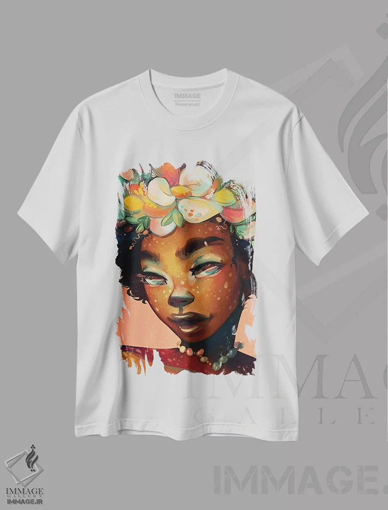 تیشرت سفید طرح دار جانوران، هنر آمریکایی آفریقایی تبار اثر ژنووا بی | فروشگاه ایماژ