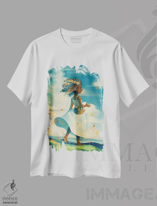 تیشرت سفید طرح دار ائِر، هنر آمریکایی آفریقایی تبار اثر ژنووا بی | فروشگاه ایماژ