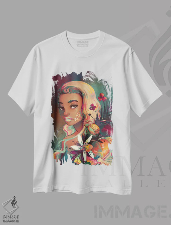 تیشرت سفید طرح دار گل، هنر آمریکایی آفریقایی تبار اثر ژنووا بی | immage.ir