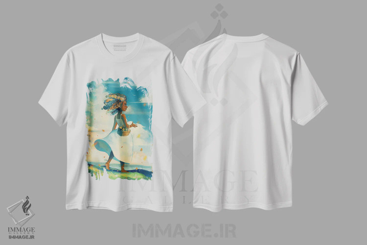 تیشرت سفید طرح دار ائِر، هنر آمریکایی آفریقایی تبار اثر ژنووا بی | فروشگاه ایماژ