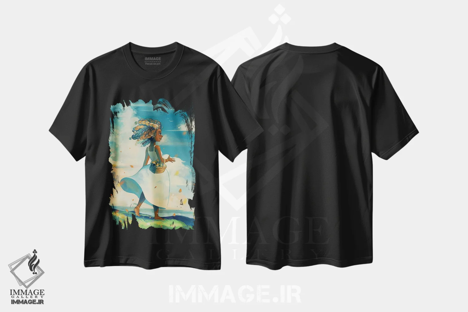 تیشرت مشکی طرح دار ائِر، هنر آمریکایی آفریقایی تبار اثر ژنووا بی | immage.ir