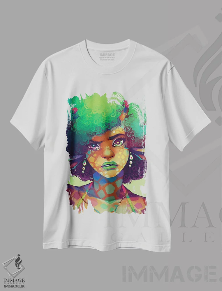 تیشرت سفید طرح دار زرافه، هنر آمریکایی آفریقایی تبار اثر ژنووا بی | immage.ir