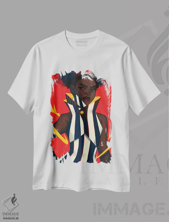 تیشرت سفید طرح دار نوآوری، هنر آمریکایی آفریقایی تبار اثر ژنووا بی | فروشگاه ایماژ