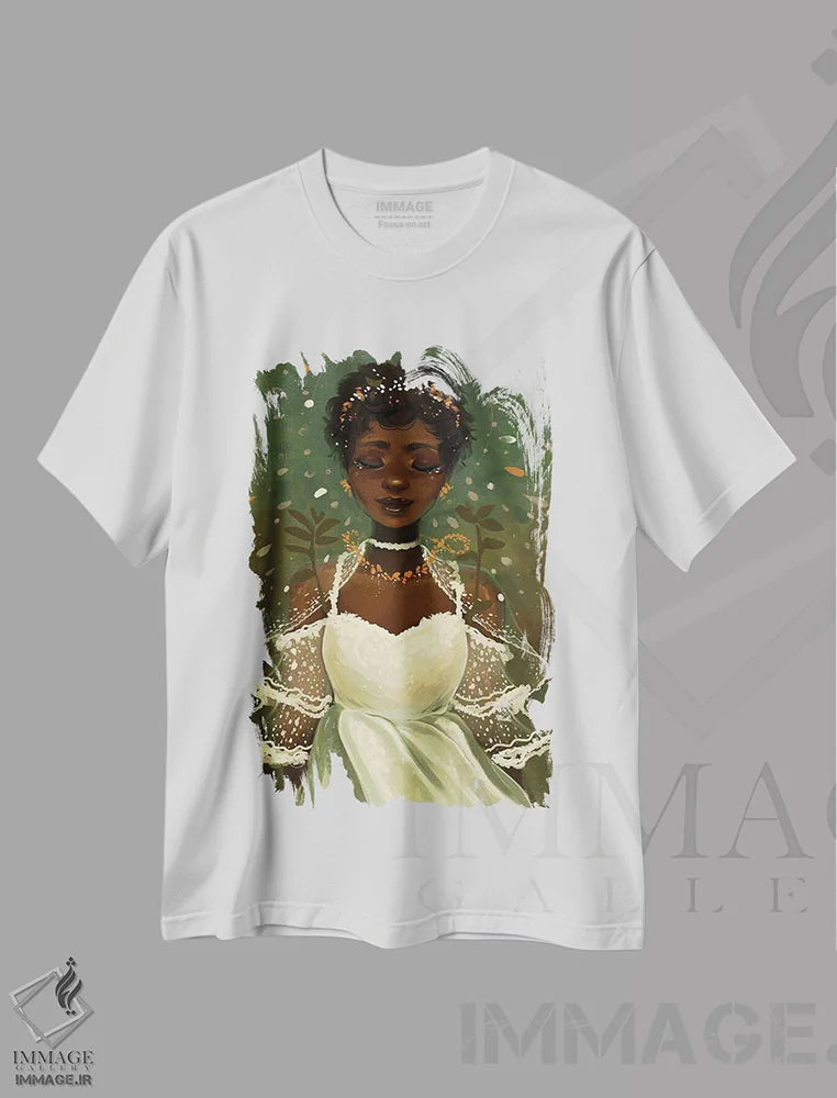 تیشرت سفید طرح دار توری، هنر آمریکایی آفریقایی تبار اثر ژنووا بی | immage.ir