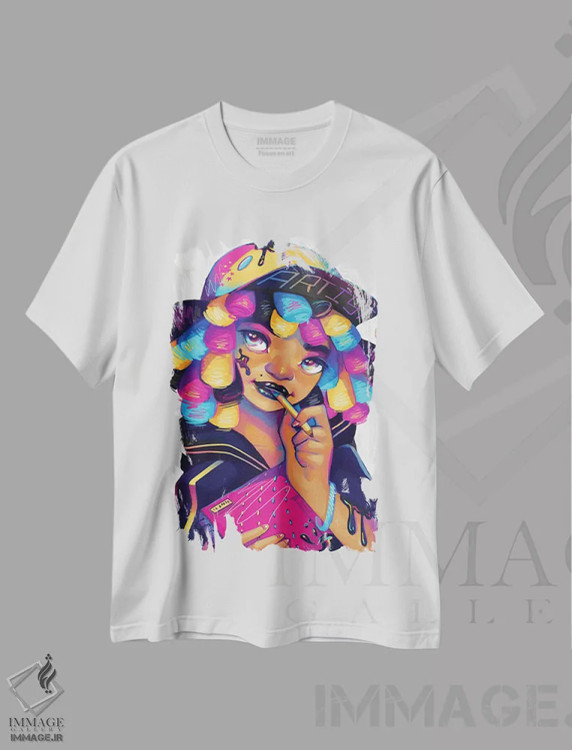 تیشرت سفید طرح دار هنرمند، هنر آمریکایی آفریقایی تبار اثر ژنووا بی | فروشگاه ایماژ
