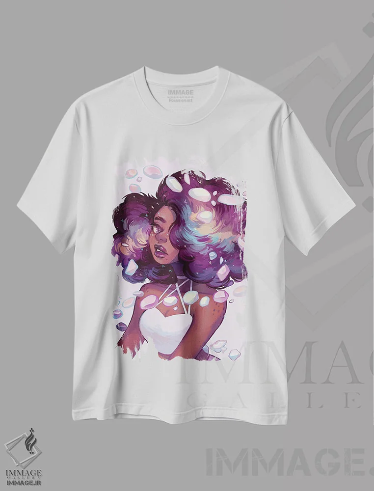 تیشرت سفید طرح دار معدنی، هنر آمریکایی آفریقایی تبار اثر ژنووا بی | immage.ir