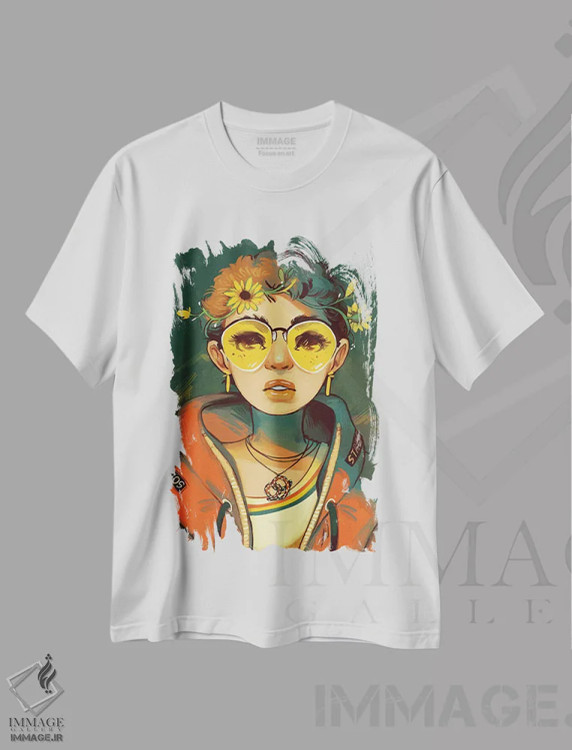 تیشرت سفید طرح دار تخمین، تزئینی اثر ژنووا بی | فروشگاه ایماژ
