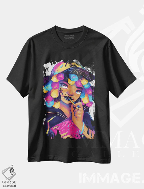 تیشرت مشکی طرح دار هنرمند، هنر آمریکایی آفریقایی تبار اثر ژنووا بی | immage.ir