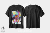 تیشرت مشکی طرح دار موی رنگین کمانی، هنر آمریکایی آفریقایی تبار اثر ژنووا بی | فروشگاه ایماژ