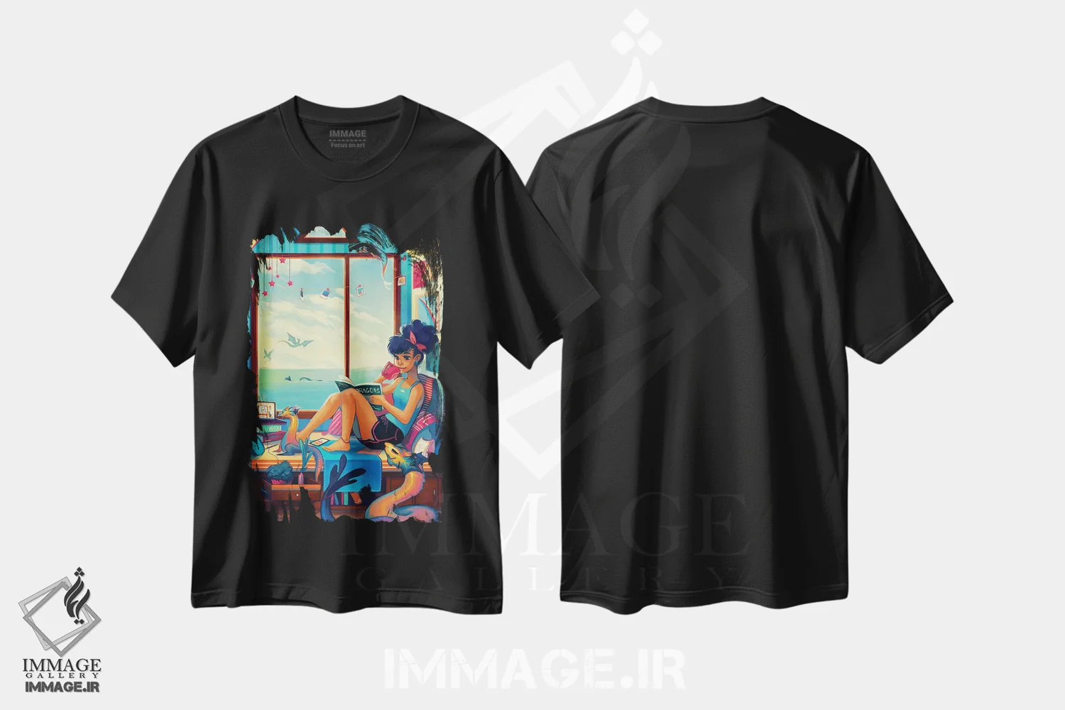 تیشرت مشکی طرح دار آرامش، هنر آمریکایی آفریقایی تبار اثر ژنووا بی | immage.ir