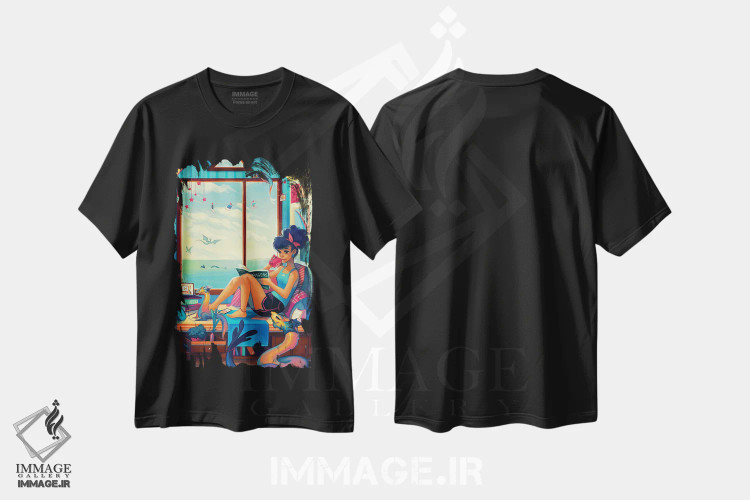 تیشرت مشکی طرح دار آرامش، هنر آمریکایی آفریقایی تبار اثر ژنووا بی | immage.ir