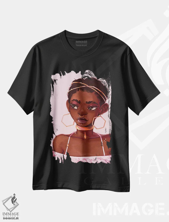 تیشرت مشکی طرح دار رزگلد، هنر آمریکایی آفریقایی تبار اثر ژنووا بی | فروشگاه ایماژ