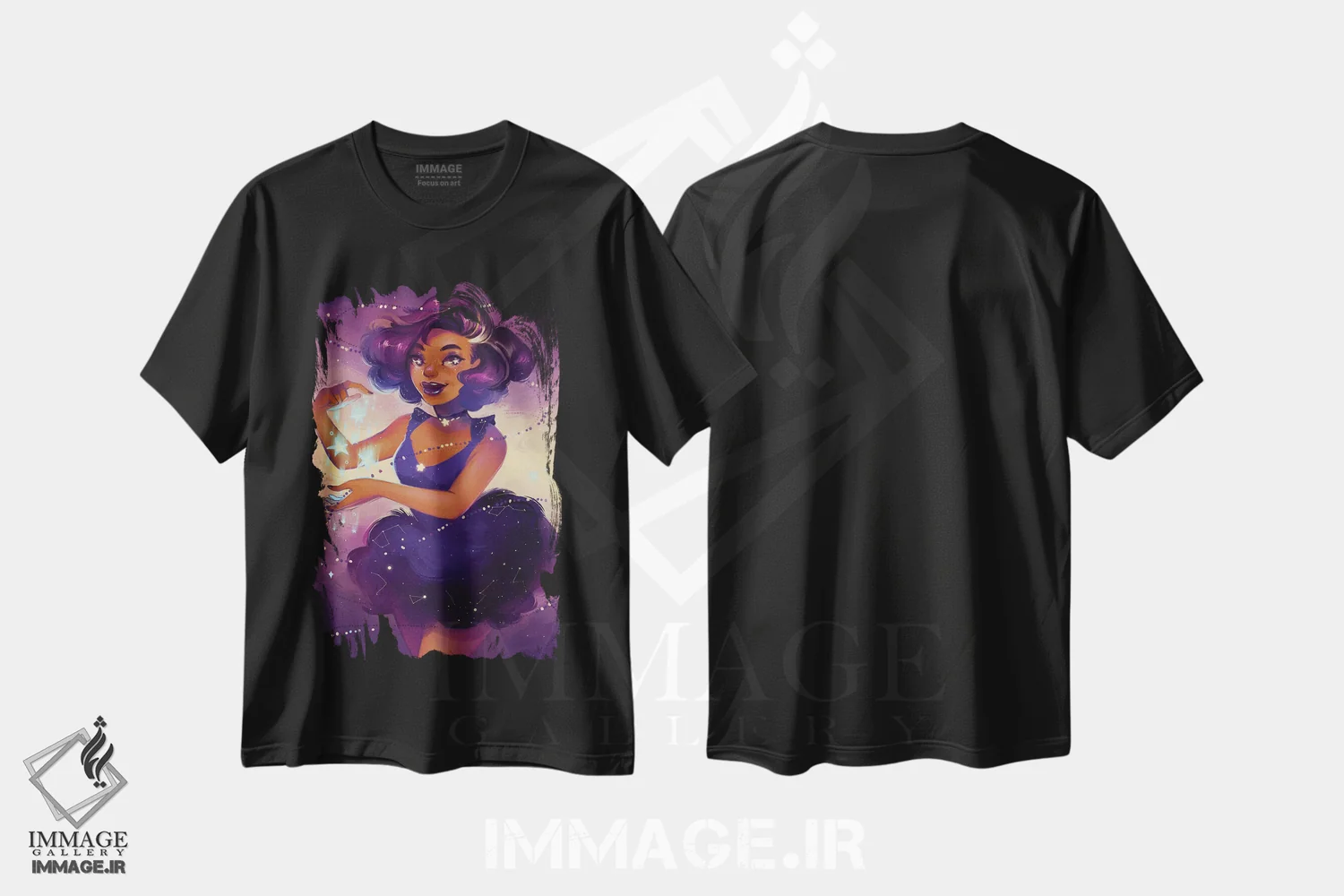 تیشرت مشکی طرح دار سال ستاره، هنر آمریکایی آفریقایی تبار اثر ژنووا بی | فروشگاه ایماژ