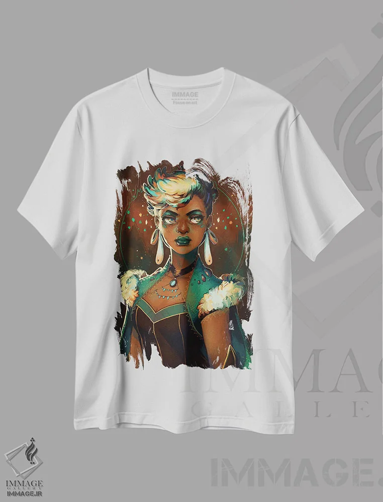 تیشرت سفید طرح دار پرنده مانند، هنر آمریکایی آفریقایی تبار اثر ژنووا بی | immage.ir