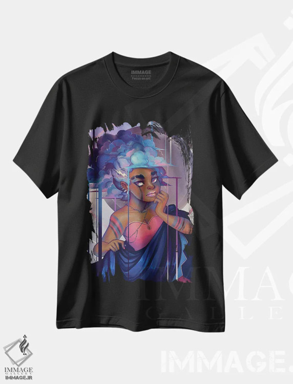 تیشرت مشکی طرح دار توفان، هنر آمریکایی آفریقایی تبار اثر ژنووا بی | immage.ir