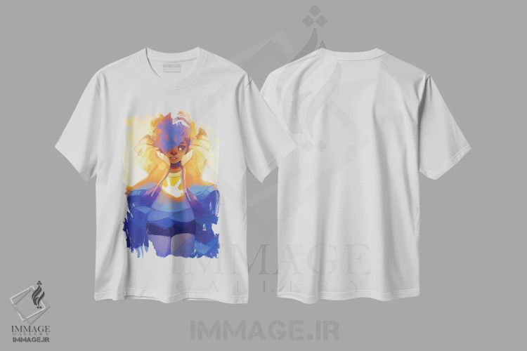 تیشرت سفید طرح دار طلوع آفتاب، هنر آمریکایی آفریقایی تبار اثر ژنووا بی | فروشگاه ایماژ