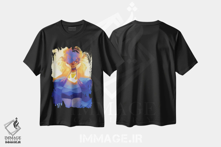 تیشرت مشکی طرح دار طلوع آفتاب، هنر آمریکایی آفریقایی تبار اثر ژنووا بی | immage.ir