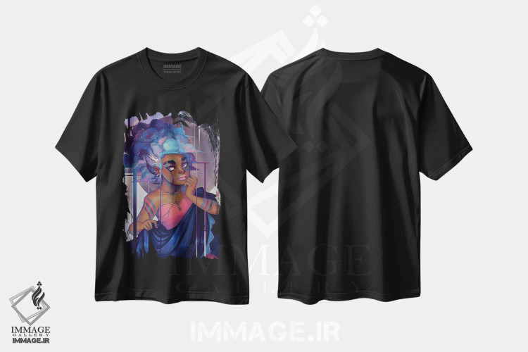تیشرت مشکی طرح دار توفان، هنر آمریکایی آفریقایی تبار اثر ژنووا بی | immage.ir