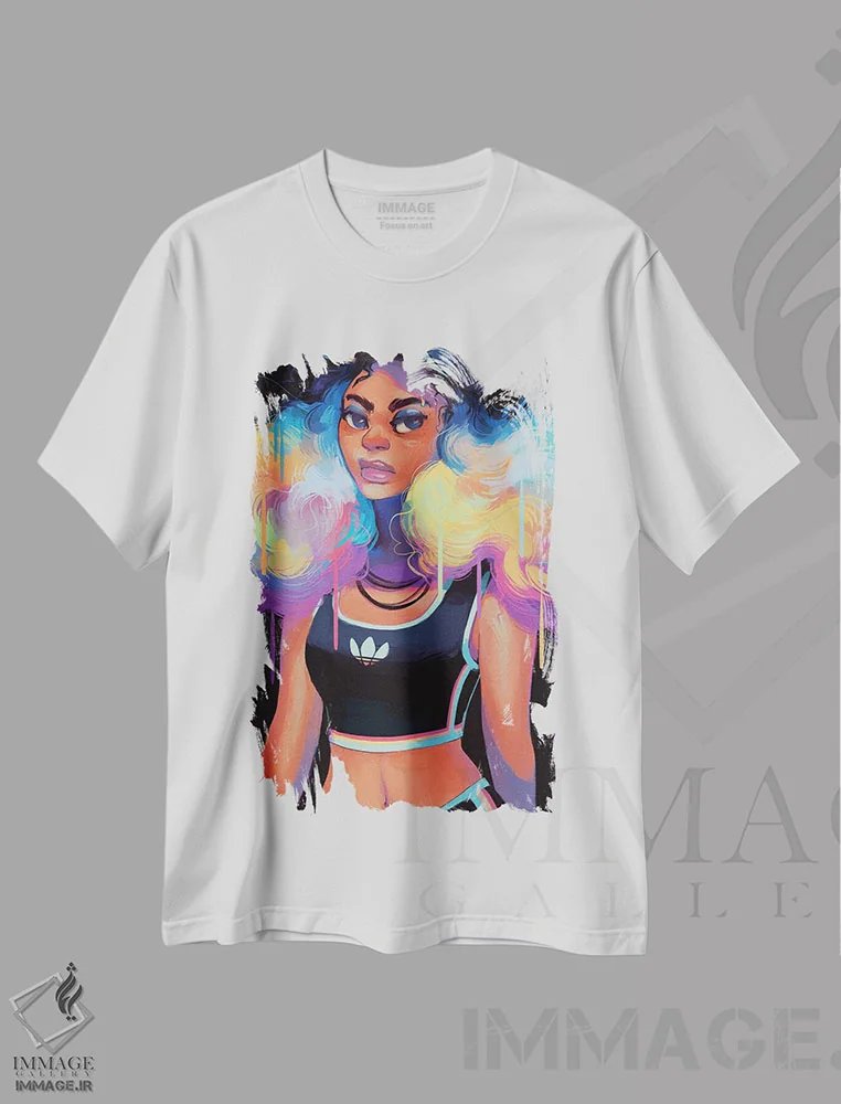 تیشرت سفید طرح دار لباس ورزشی، هنر آمریکایی آفریقایی تبار اثر ژنووا بی | فروشگاه ایماژ