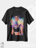 تیشرت مشکی طرح دار لباس ورزشی، هنر آمریکایی آفریقایی تبار اثر ژنووا بی | immage.ir