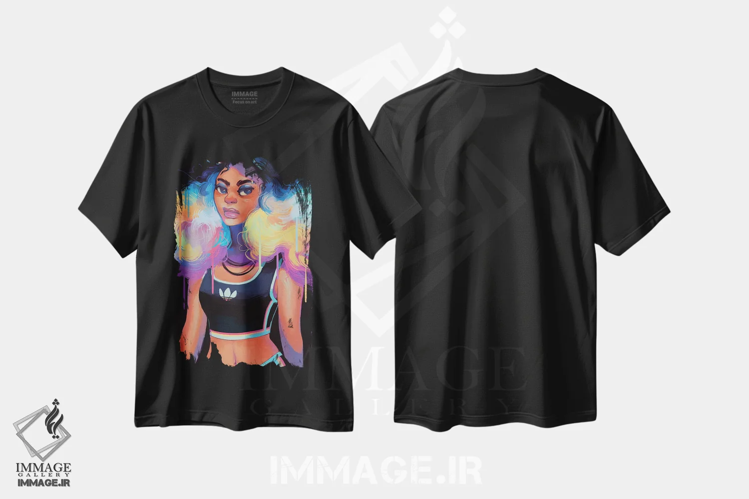 تیشرت مشکی طرح دار لباس ورزشی، هنر آمریکایی آفریقایی تبار اثر ژنووا بی | immage.ir