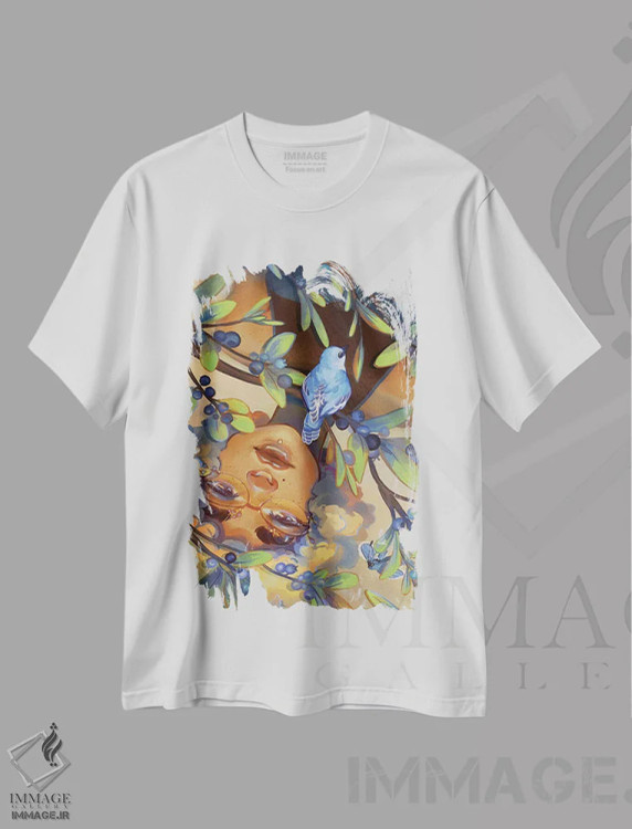 تیشرت سفید طرح دار بلوبری ها، هنر آمریکایی آفریقایی تبار اثر ژنووا بی | فروشگاه ایماژ