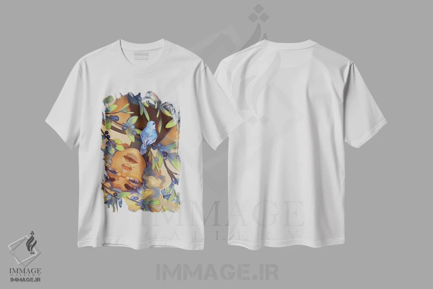 تیشرت سفید طرح دار بلوبری ها، هنر آمریکایی آفریقایی تبار اثر ژنووا بی | فروشگاه ایماژ